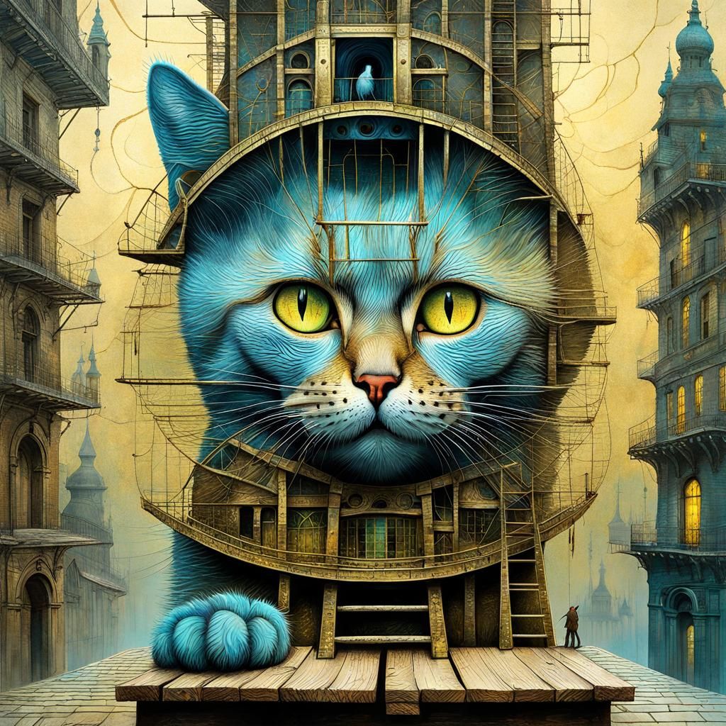 Mysterious Cat Digital Painting in Hyperrealistic Style