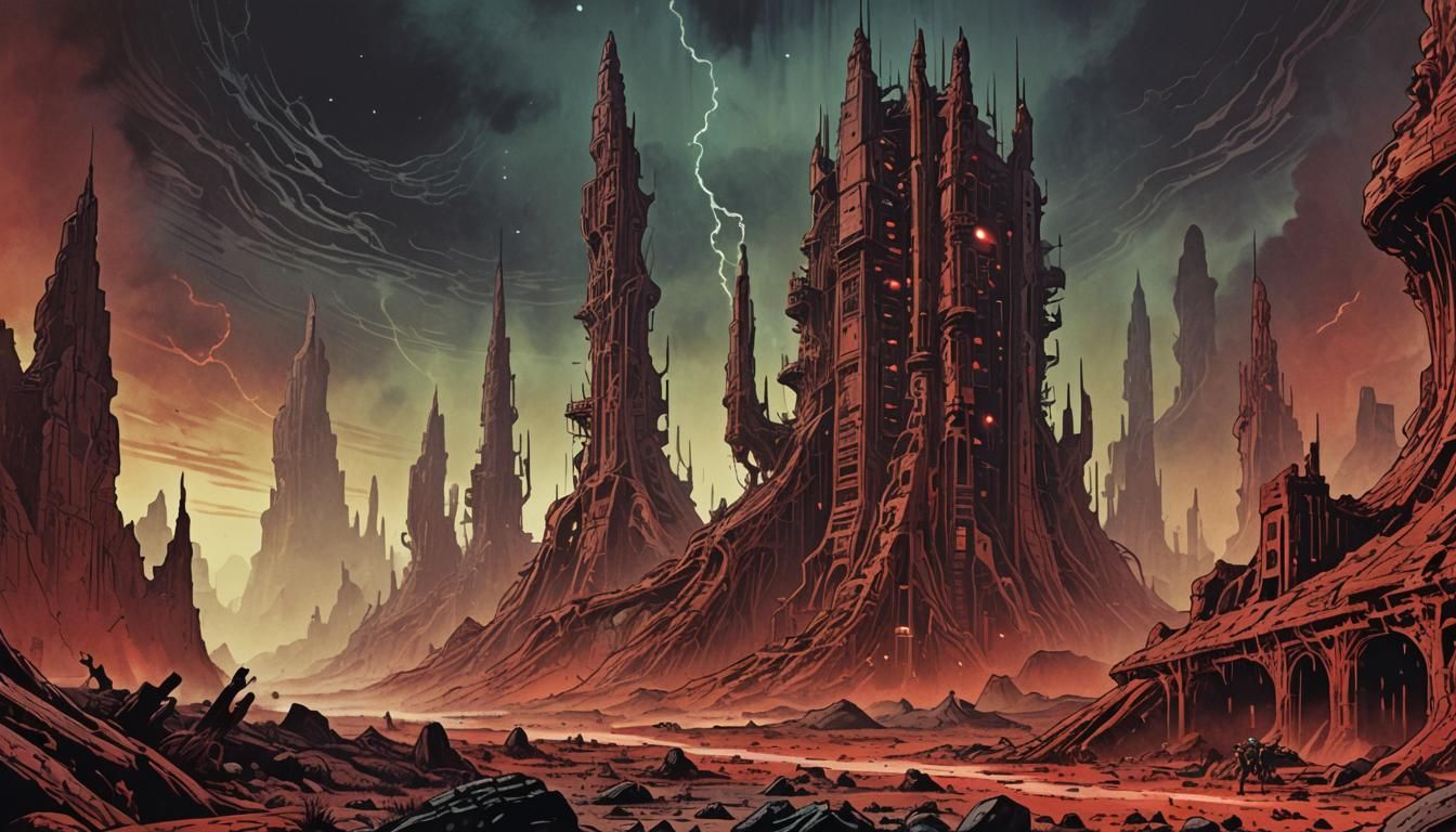 Retro Sci-Fi Comic Art of Martian Ruins