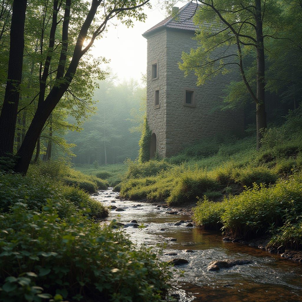 Ethereal Forest Scene in Style of Ansel Adams