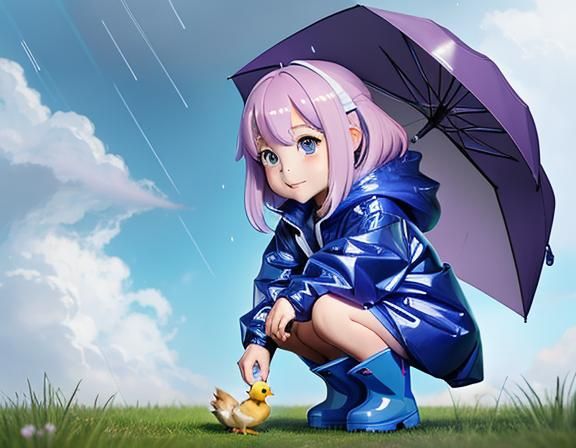 Girl and Duckling: Anime-Style Digital Painting