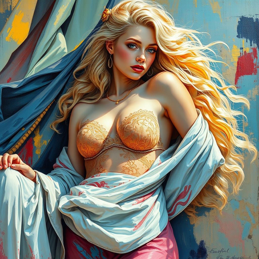 Sensual Goddess in Luxurious Silk and Lace