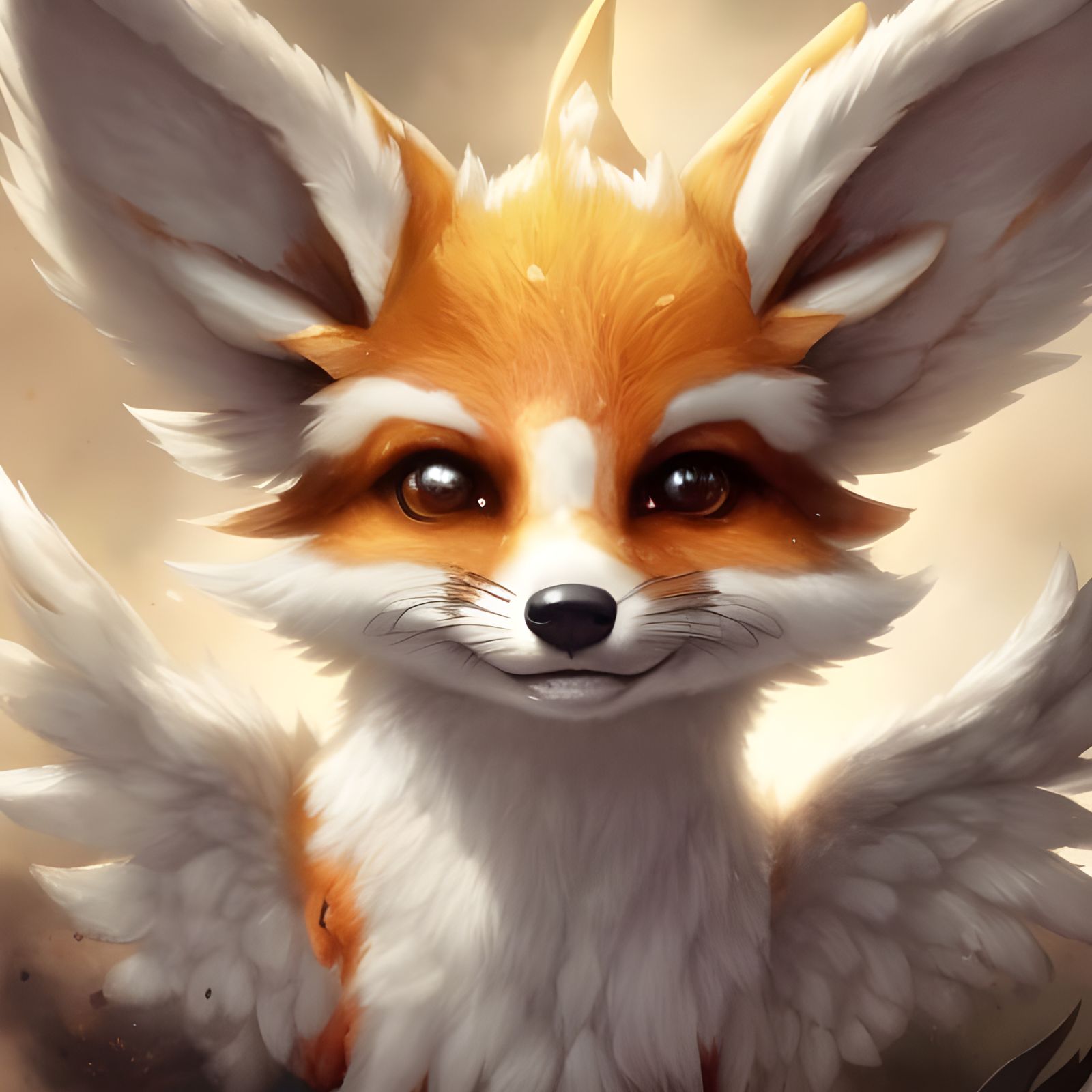 Chibi Angel Fox Portrait in Fantasy Art Style