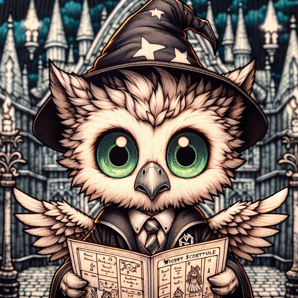 Chibi Griffin Attends Wizardry School