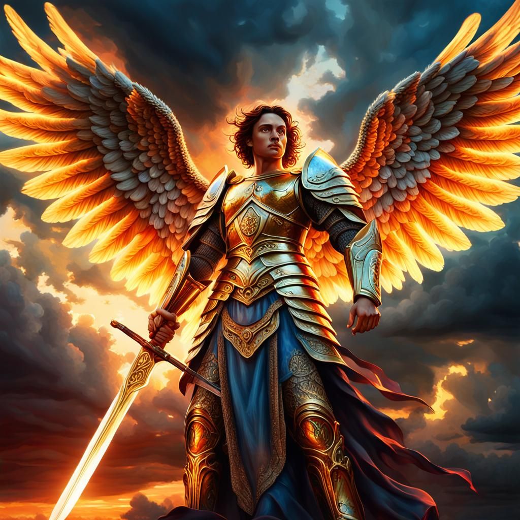 Winged Angel with Sword of Fire
