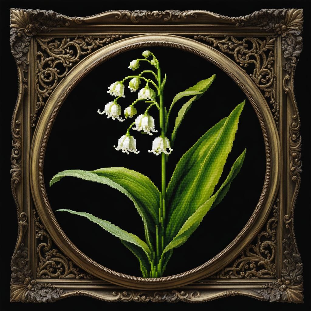 Gothic Lily of the Valley Cross Stitch Portrait