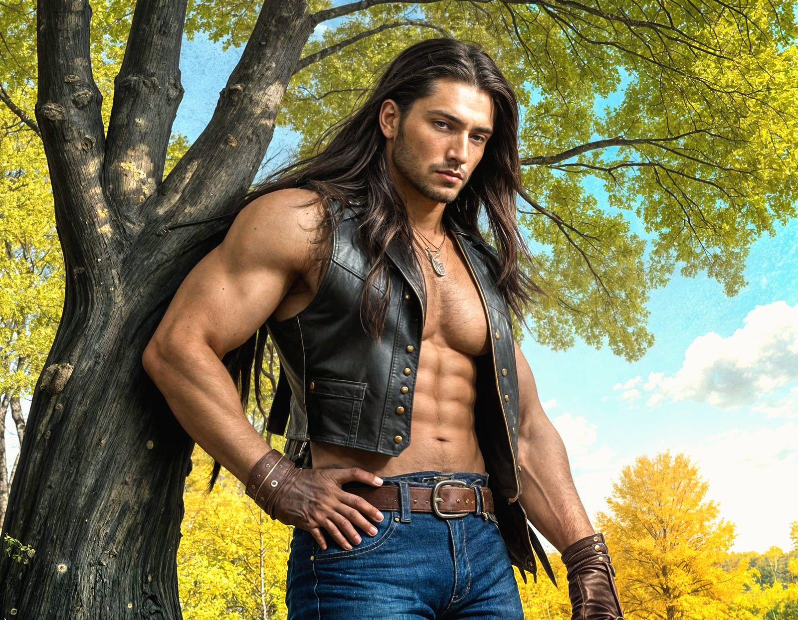 Handsome Native American Man in Impasto Oil Style