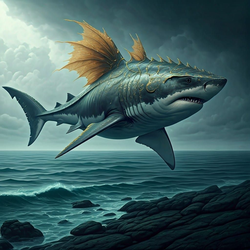 Dragon Frilled Sharks Transitioning from Sea to Land