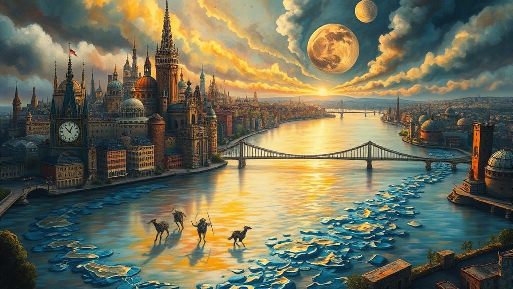 Surrealist Metropolis Transcends Reality with Dreamlike City...