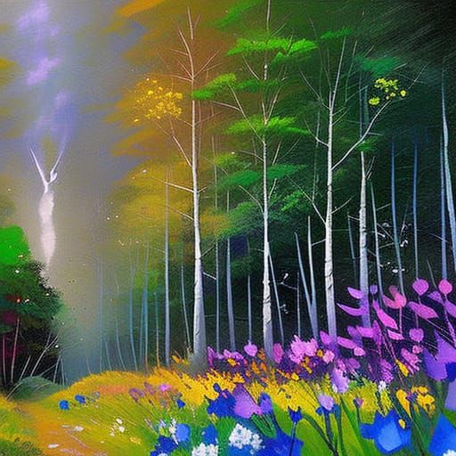 Ethereal Twilight Digital Painting of Hearts and Reflections