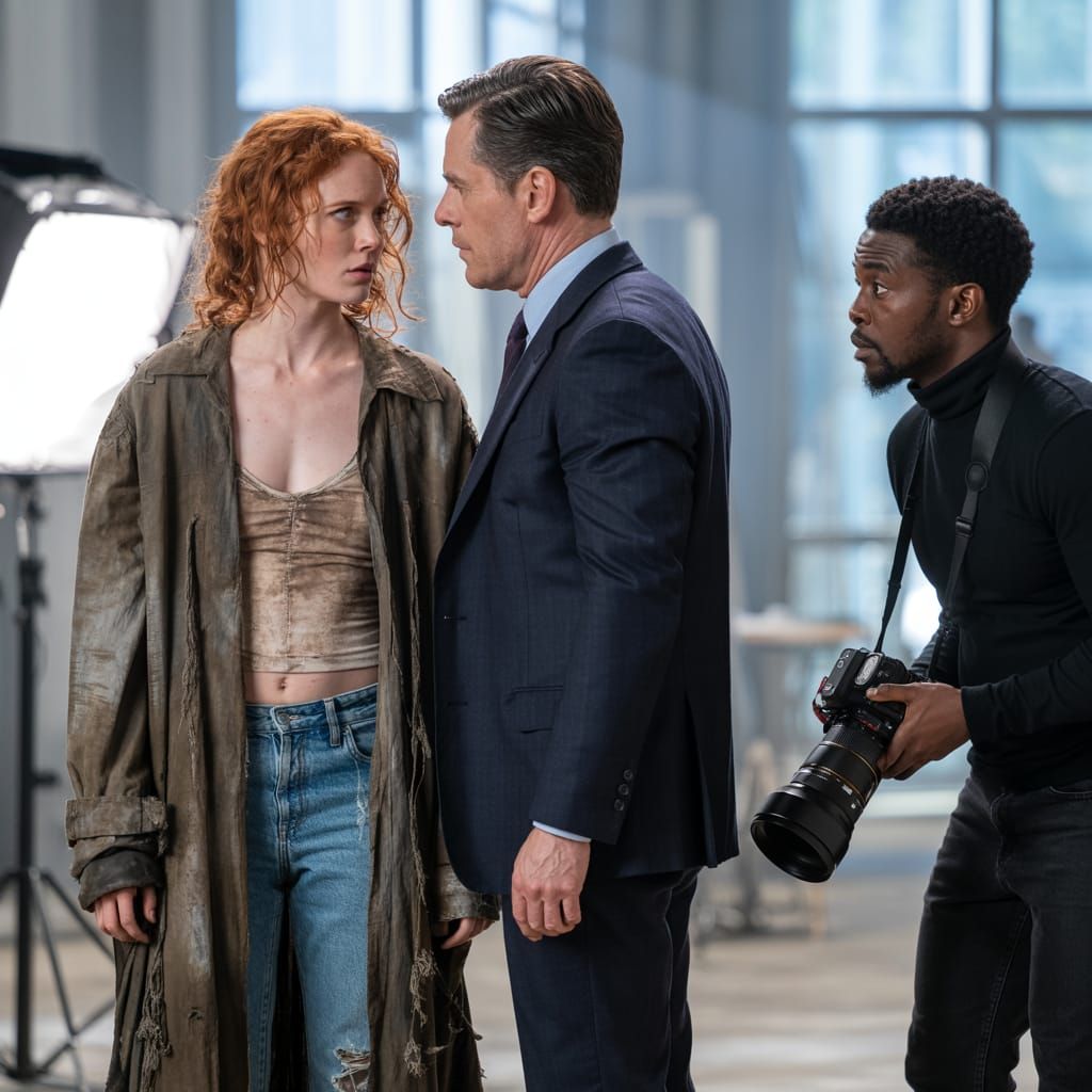 Intense Studio Encounter: Redhead, Businessman, Photographer