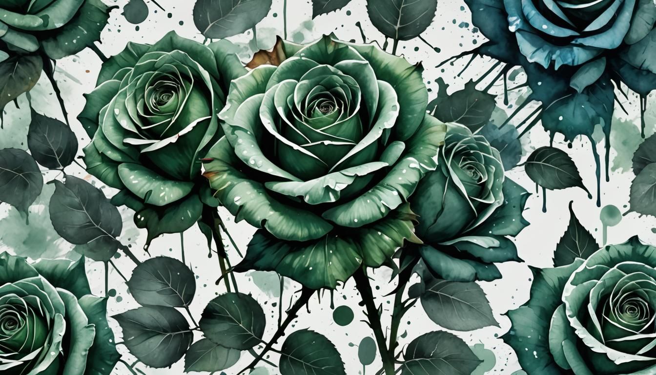 Roses in Ink and Watercolor Fashion Photography