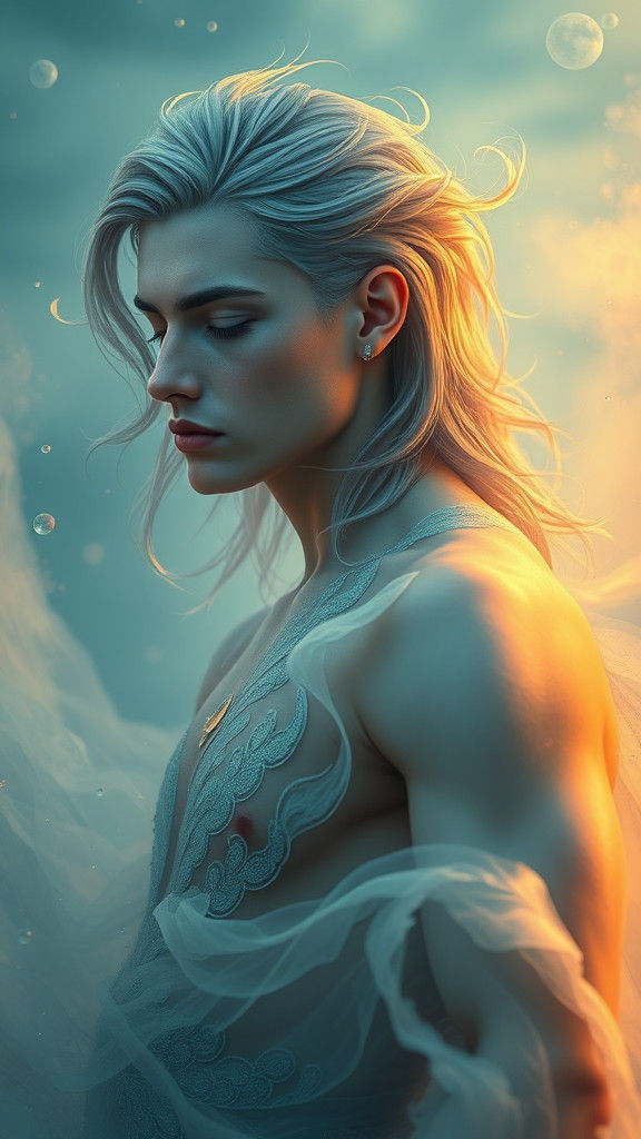 Ethereal Pisces Man in Dreamy Fantasy Art