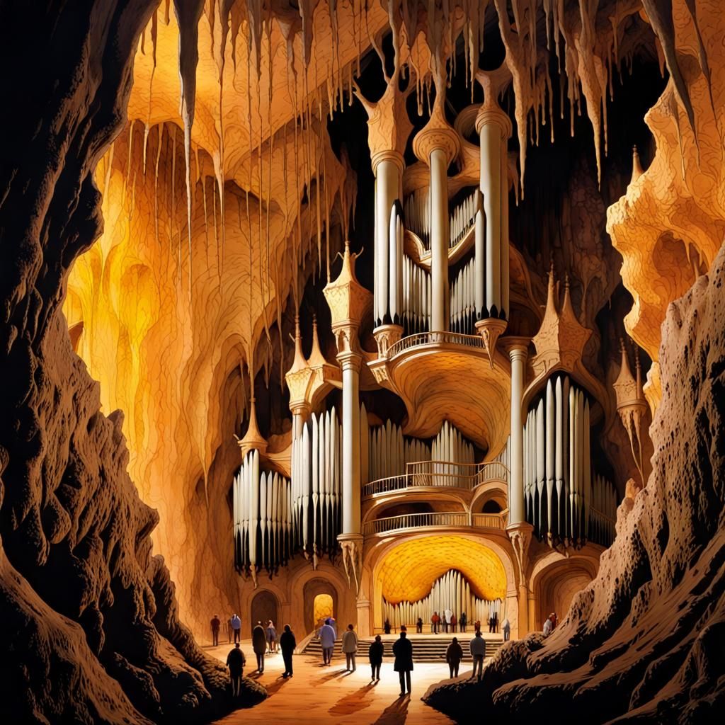 Luray Caverns: Stalacpipe Organ in Amber Light