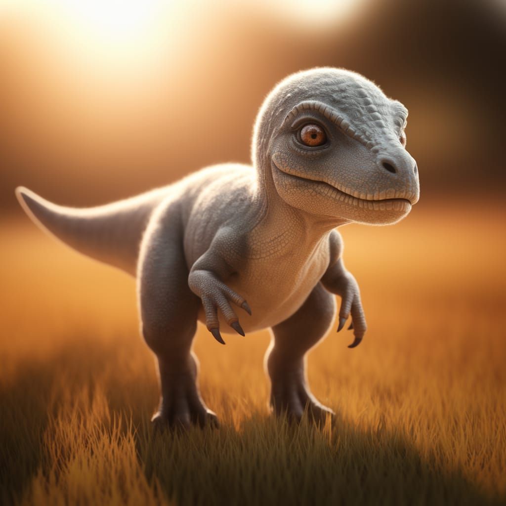 Beautiful Baby T-Rex in Golden Savanna