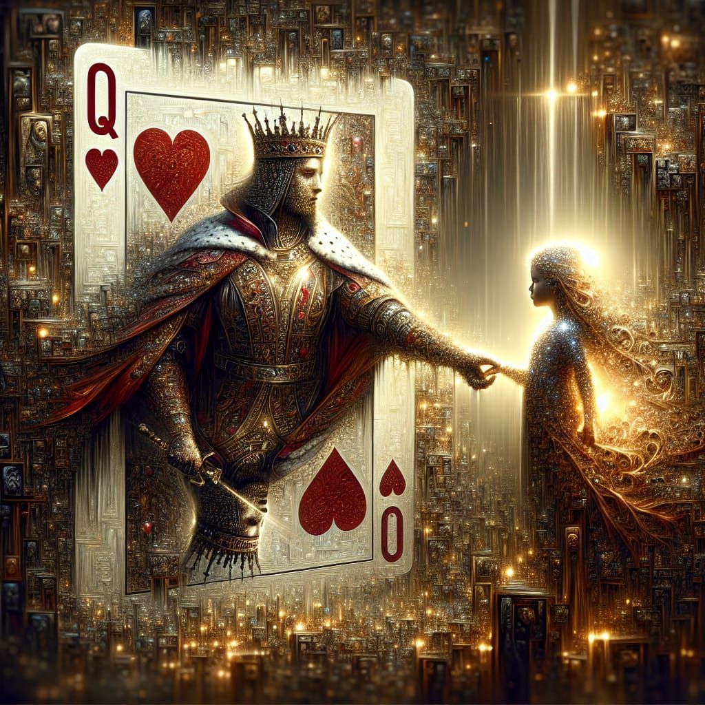 Royal Woman Card Reaching for a Girl: Matte Painting