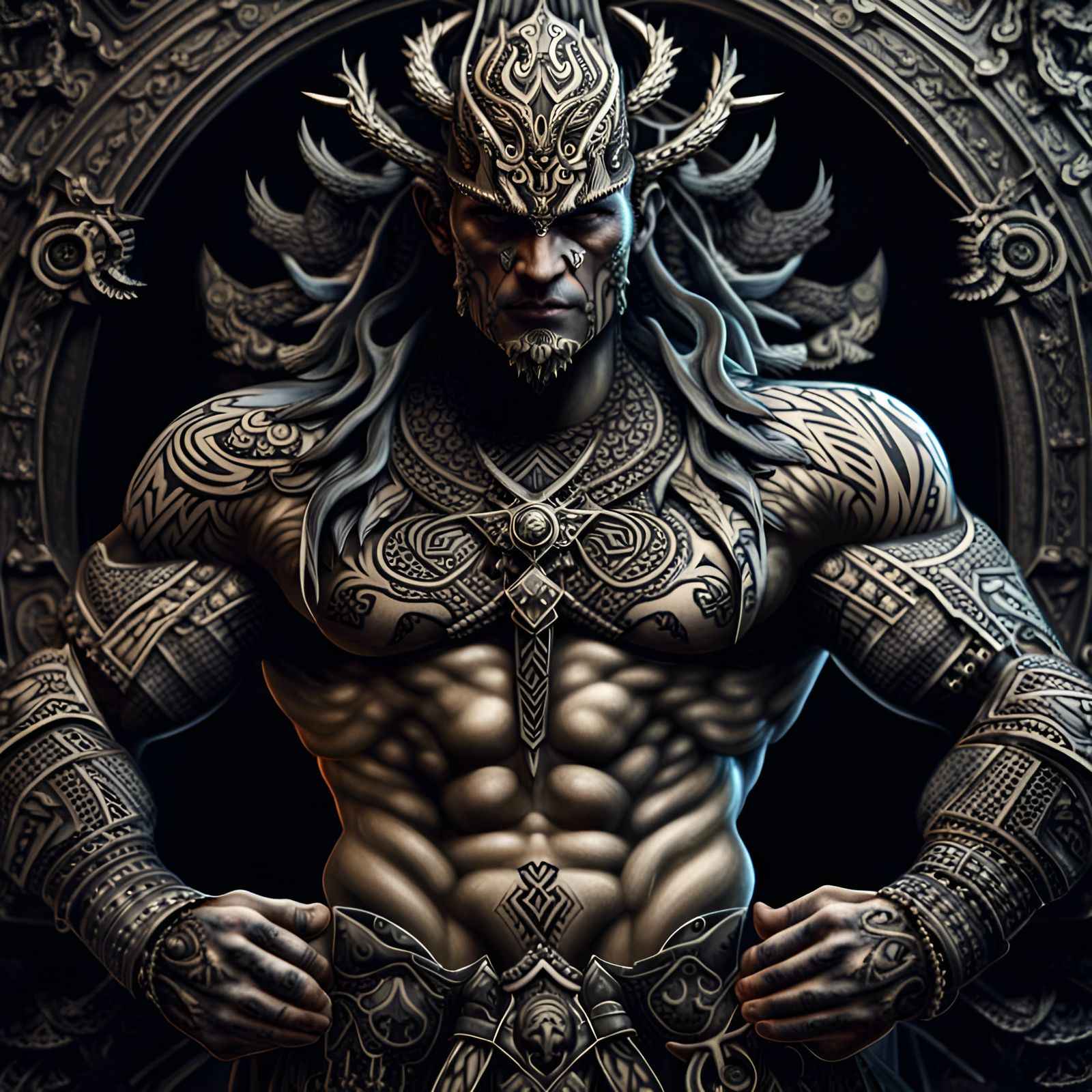 Mighty Norse Demigod Destroyer: Hyperrealistic Gothic Art