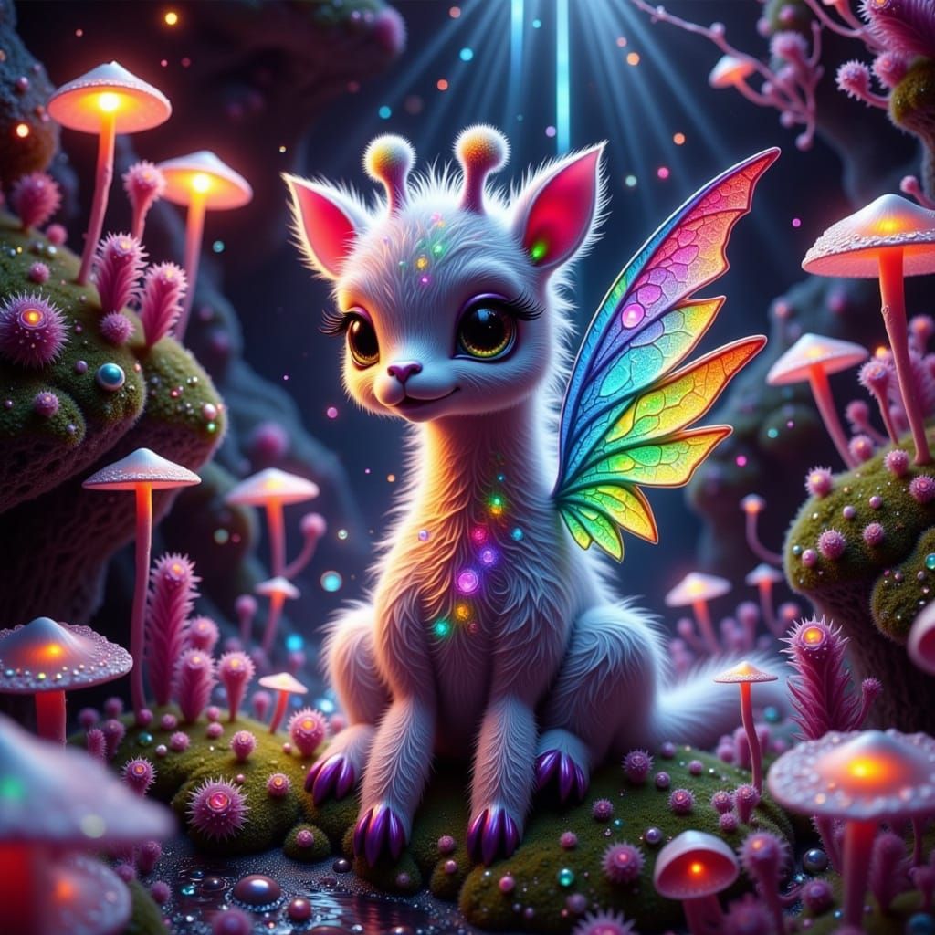 Enchanted Fae Giraffe Soars in Whimsical Dreamworld