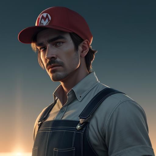 Hyperrealistic Mario Portrait in Cinematic Style