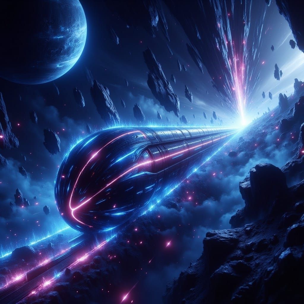 Majestic Space Train Cruises Between the Planets