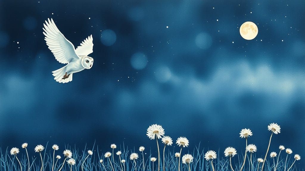 Whimsical Nighttime Owl in Dreamy Watercolor