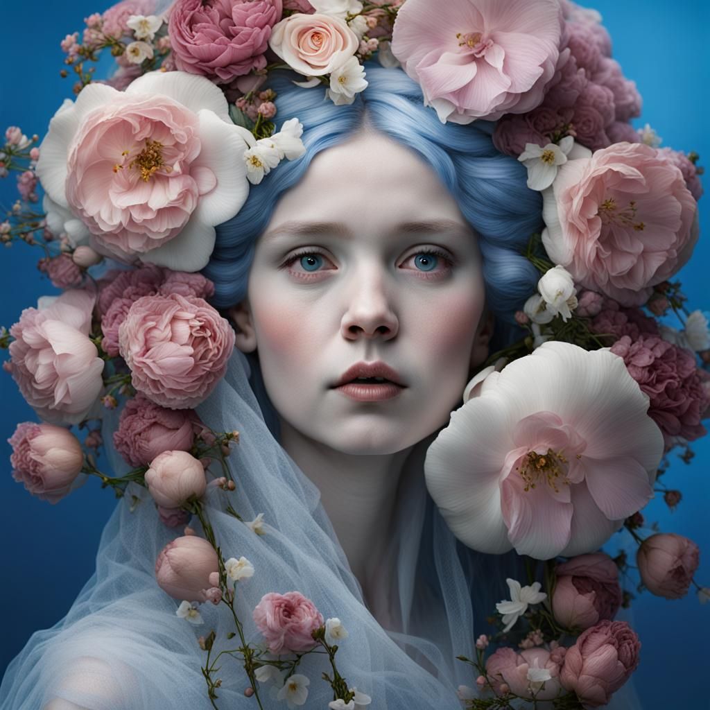 Venus' Gothic Surreal Birth with Floral Halo