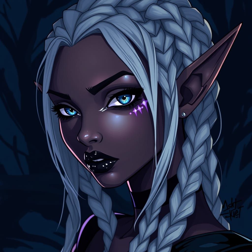 Ethereal Dark Elf Maiden in Gothic Style