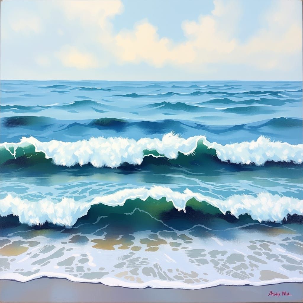 Majestic Sea in Impressionist Style