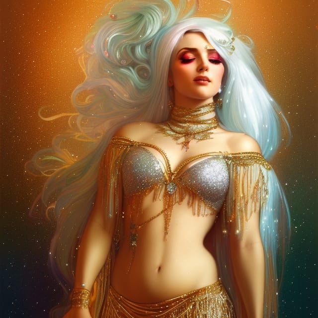 Sunset Goddess Belly Dancer Portrait in 8k