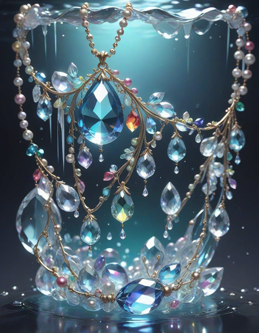 Crystal Necklace in Shimmering Water Aesthetic