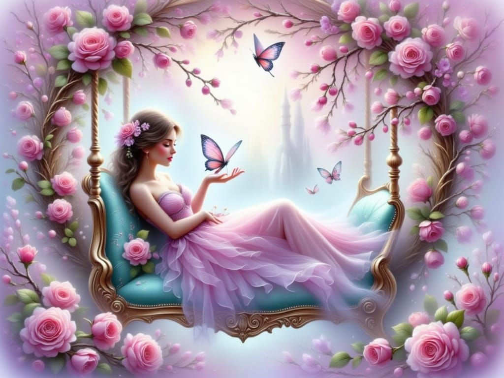 Ethereal Fairy in a Mystical Garden Oasis