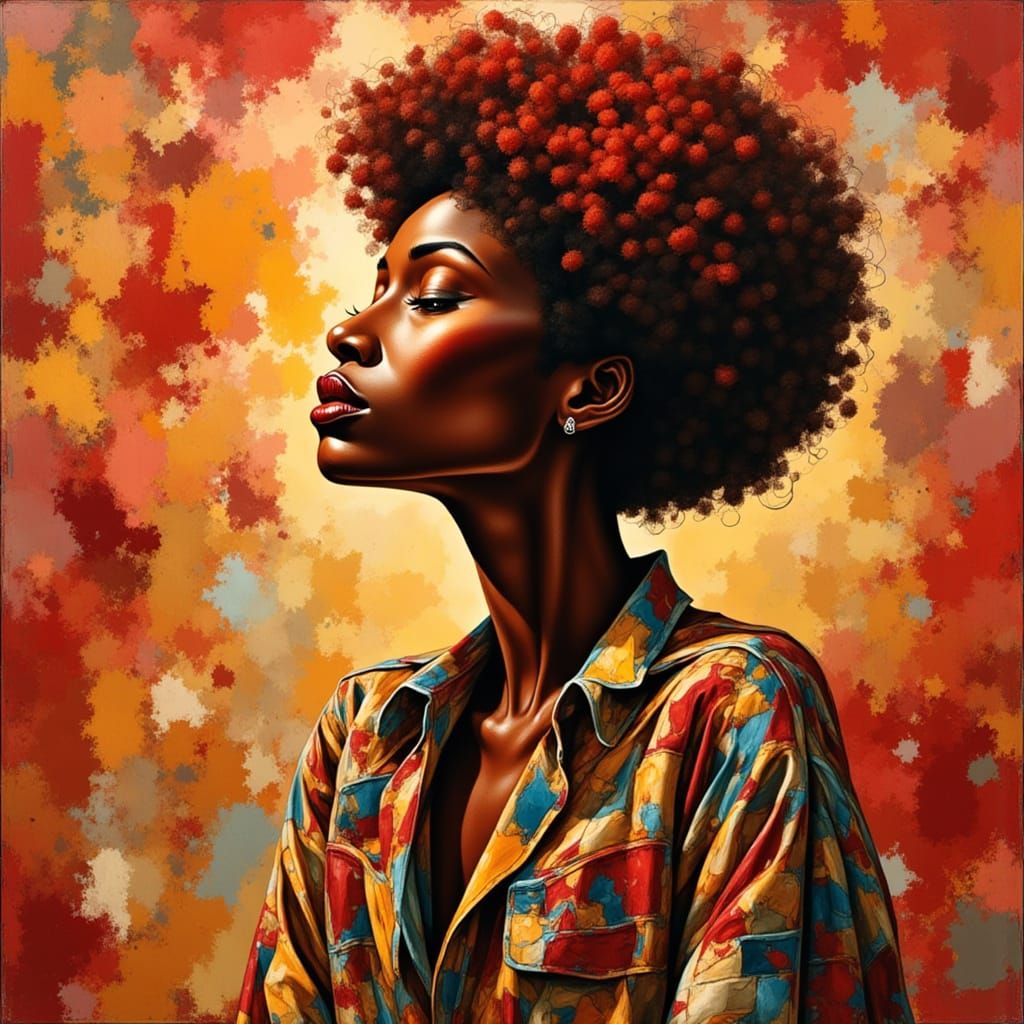 Expressive Gouache Illustration of a Vibrant African America...