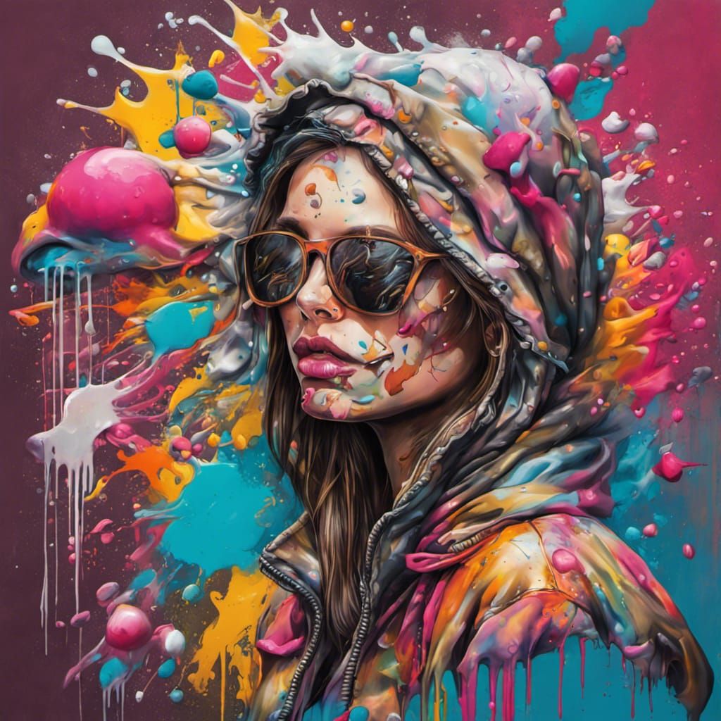 Colorful Graffiti Art: Woman in a Nutshell