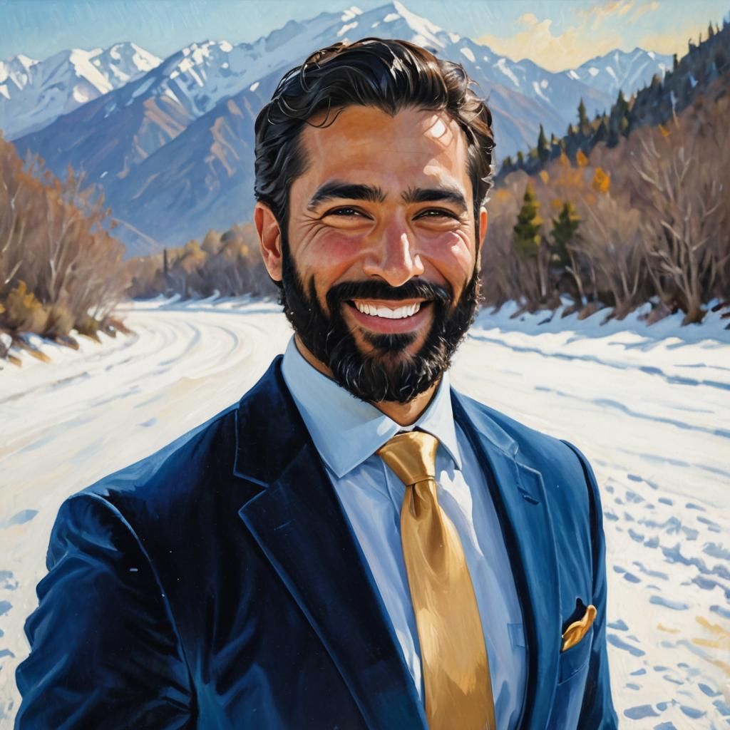 Joyful Man in Velvet Suit, Impressionist Oil Painting