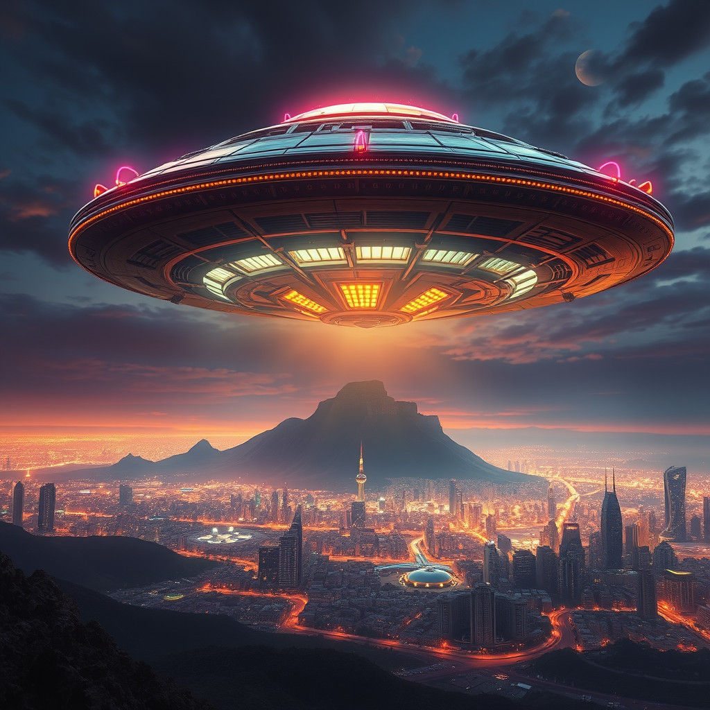 Alien Mothership Over Cape Town: Matte Painting