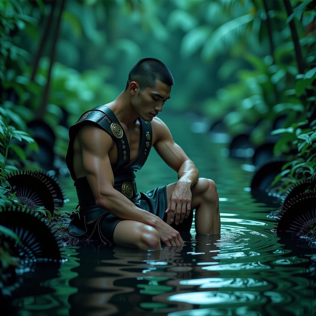 Chinese Prince in Carnivorous Alien Garden, Pre-Raphaelite P...