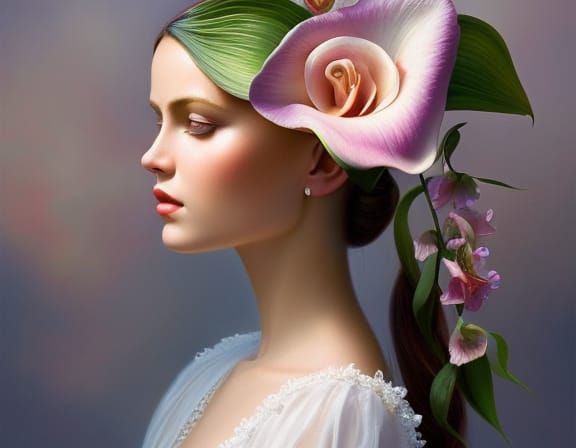 Calla Lily Fairy: Hyperrealistic Floral Portrait