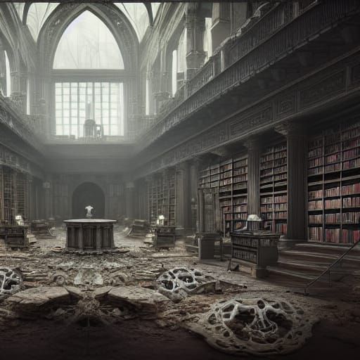 Macabre Bone Library: A Digital Matte Painting