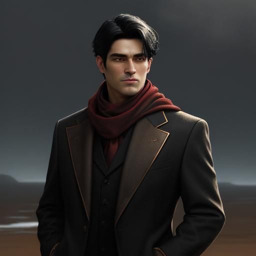 A 20 year old guy with black hair and dark brown eyes wearin...