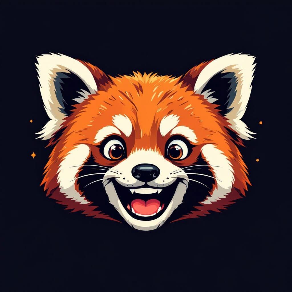 Joyful Red Panda Head in Modern Graphic Art Style