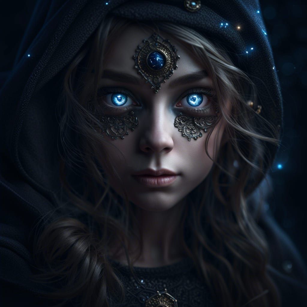 Galaxy Eyes: A Charming Girl in the Dark