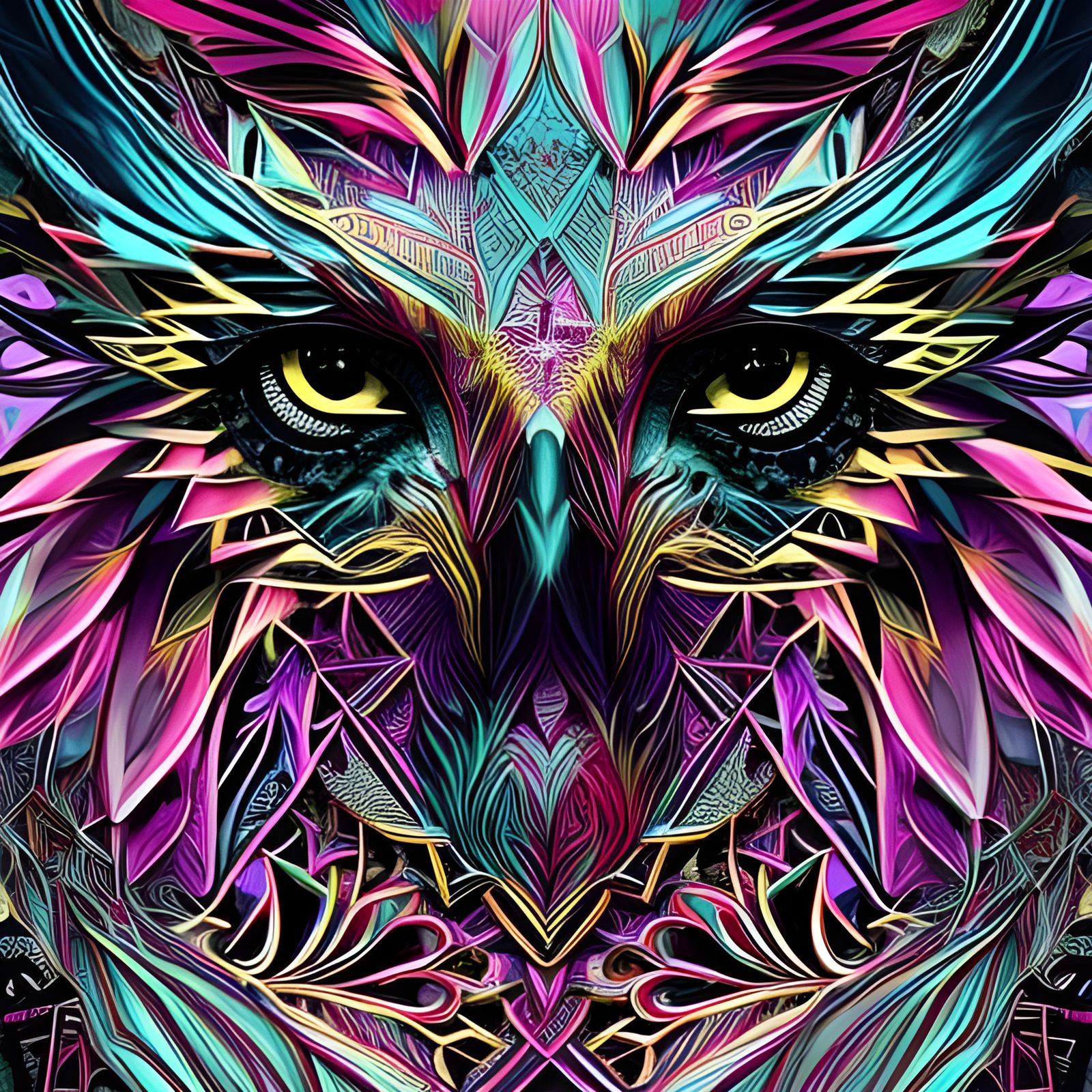 Intricate Hawk Portrait with Bronze Outlines