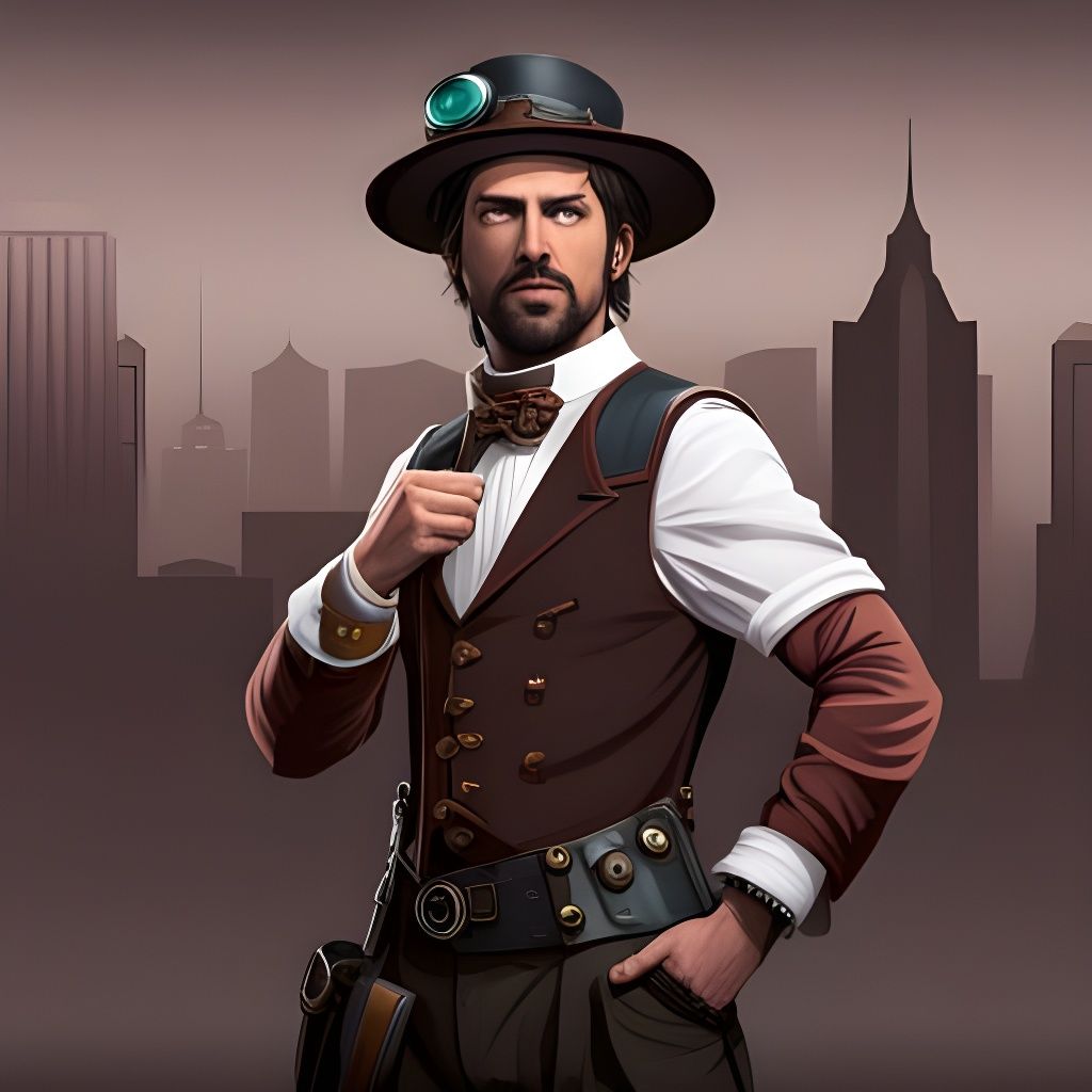 Steampunk Adventurer Portrait in Detailed Matte Painting