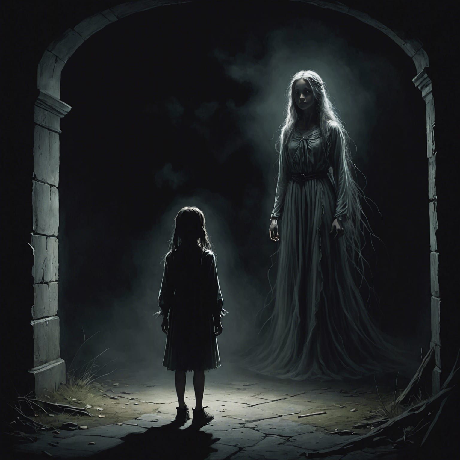 Eerie Spirit Encounter in Shadow