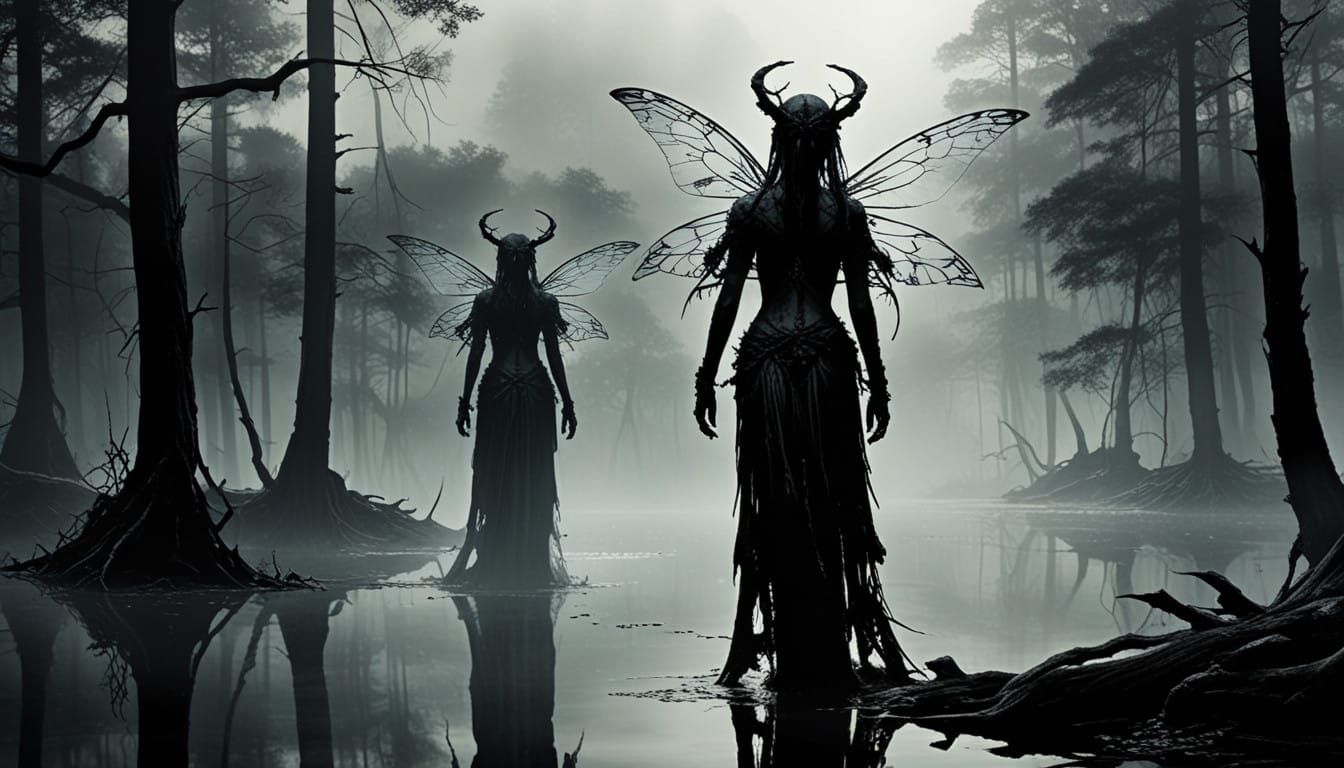Ethereal Fairy Lurks in Dark Forest