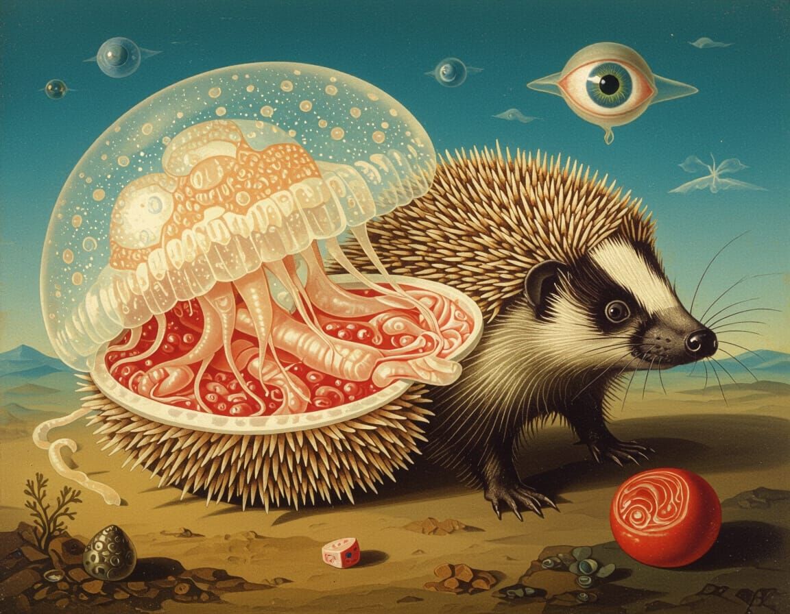 Surreal Homunculus with Egyptian Jellyfish and Organ Details