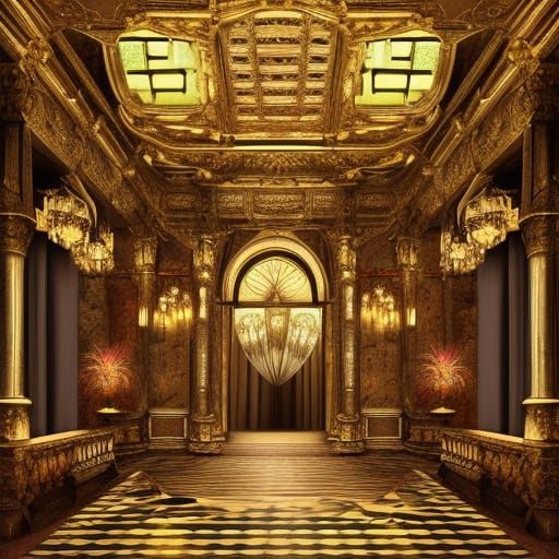 Emerald Marble Castle Hall Digital Matte Painting