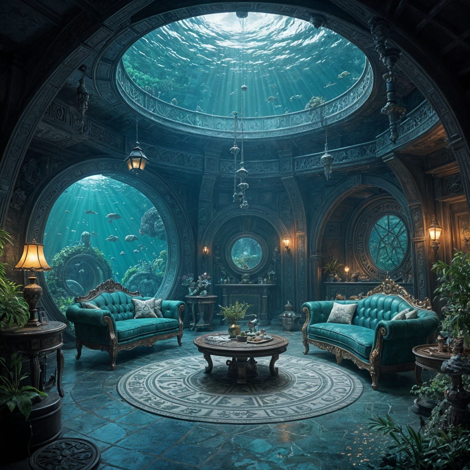 Underwater Supervillain Hideout With Cozy, Elaborate Decor