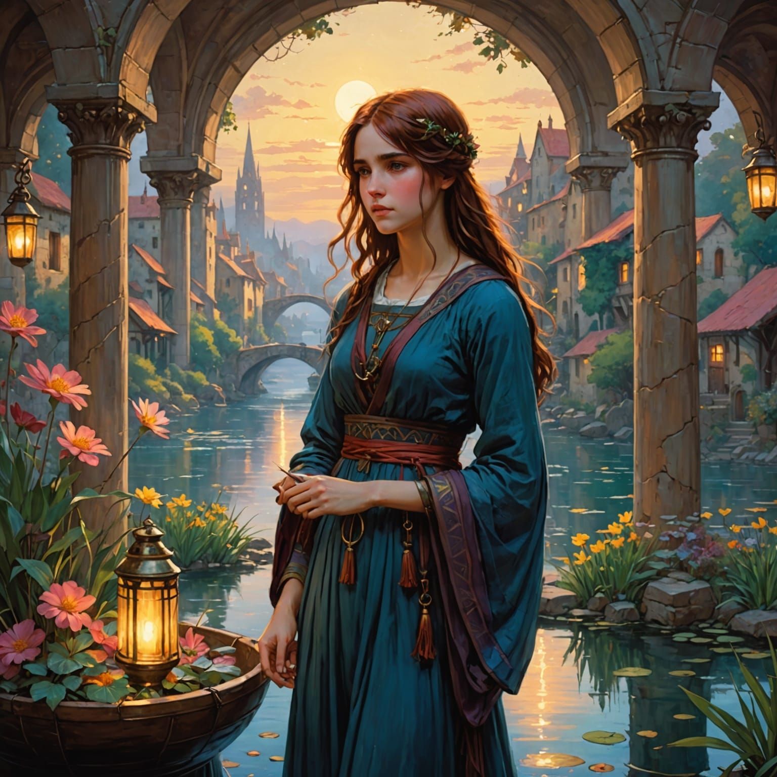 Whimsical Charity Scene with Vibrant Lights