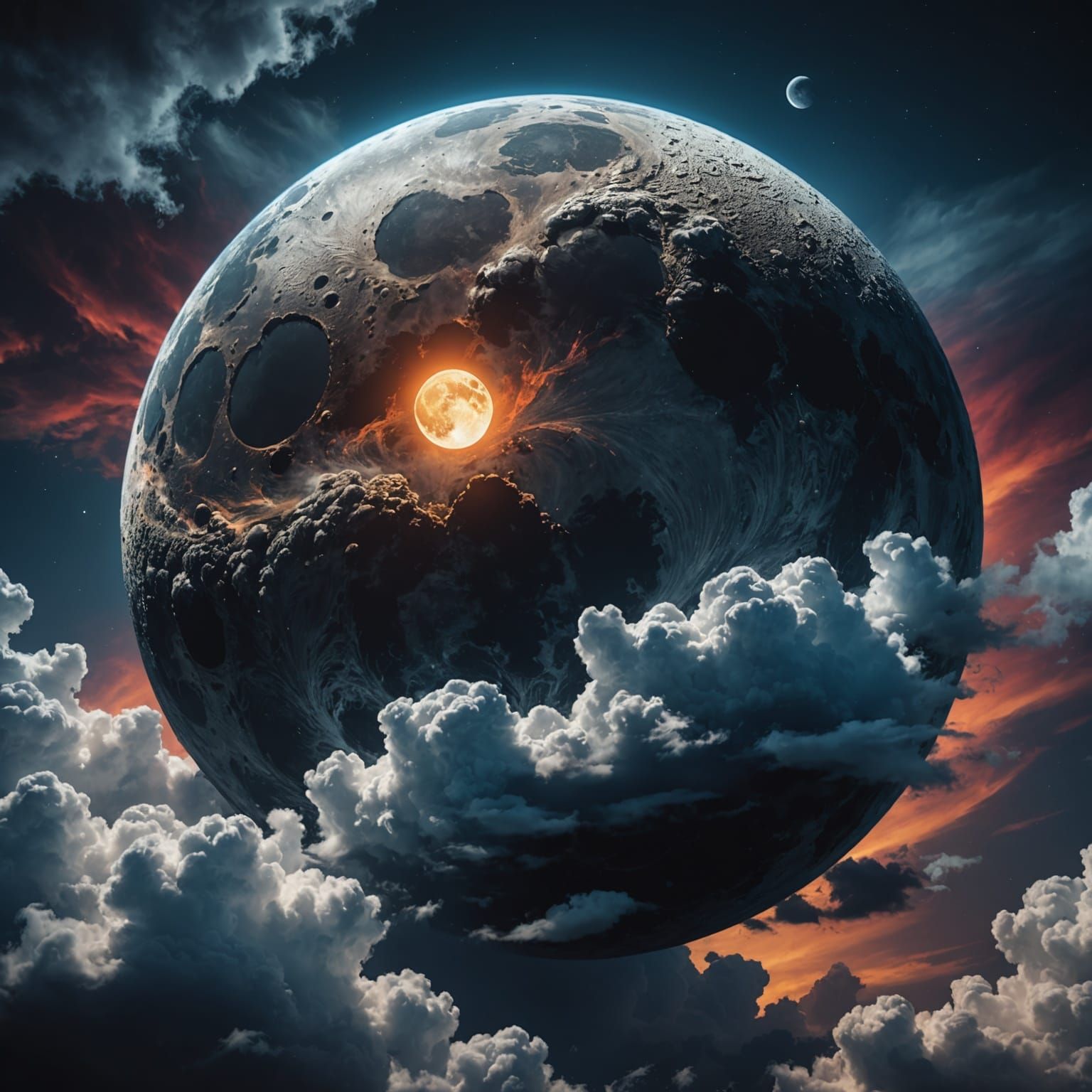 Dramatic Clouds Obscure Dark Moon in Splash Art