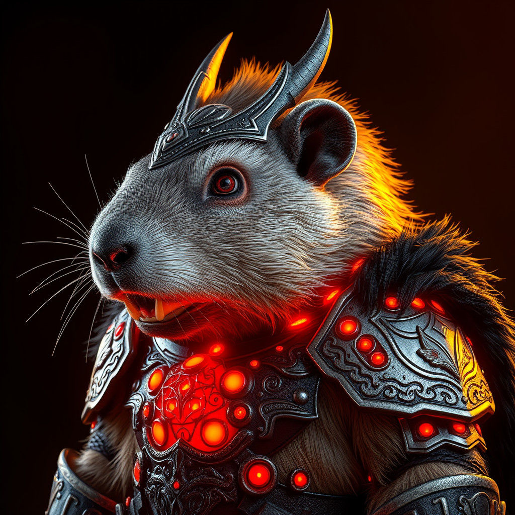Armored Groundhog-Viking Portrait in Art Nouveau Style